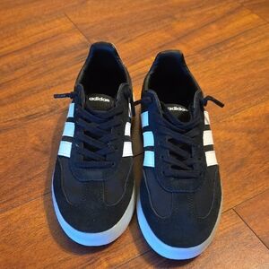 Adidas Women's Black Sneakers with White Stripes